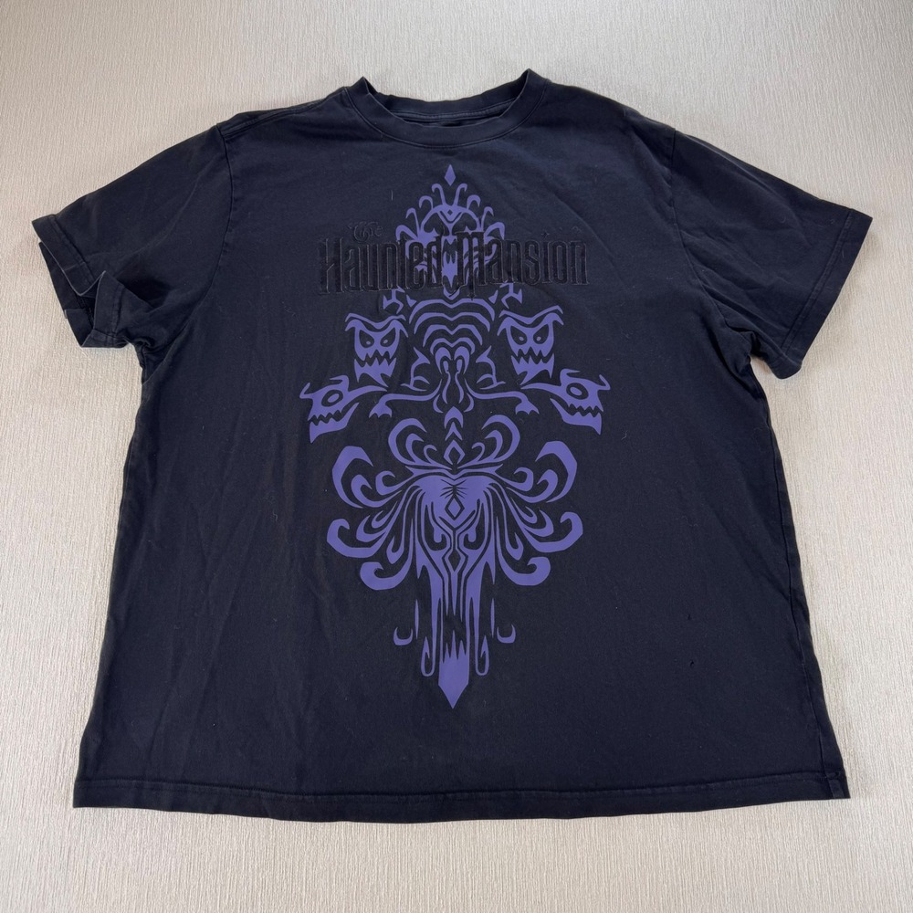 Disney The Haunted Mansion Wallpaper Graphic 2024 T-Shirt Mens XL Black Purple